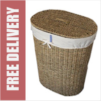 Wicker Laundry Linen Basket with Lid and Liner Seagrass